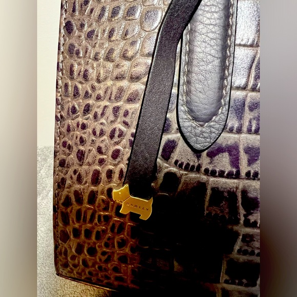 🐶 Radley London Croco-Embossed Charcoal Leather Satchel/Crossbody 🐶 - Picture 5 of 12